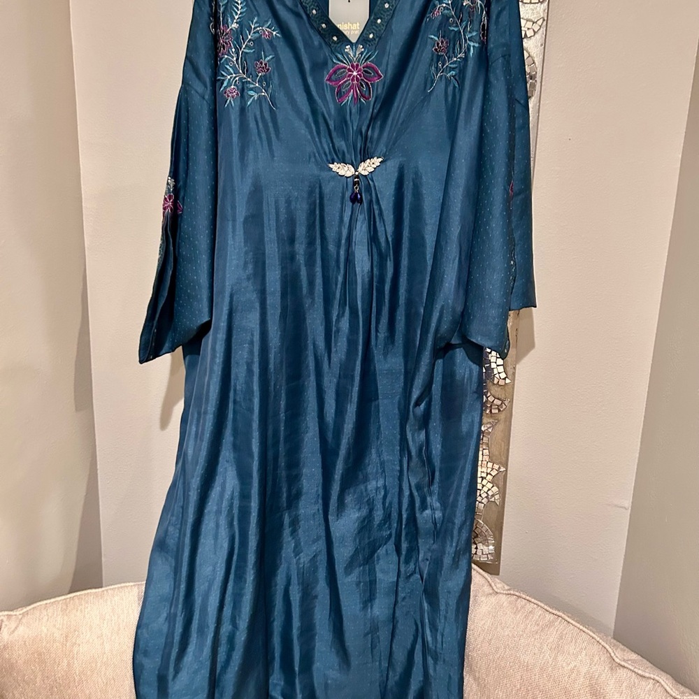 Embroidered Teal Kaftan from nishat
